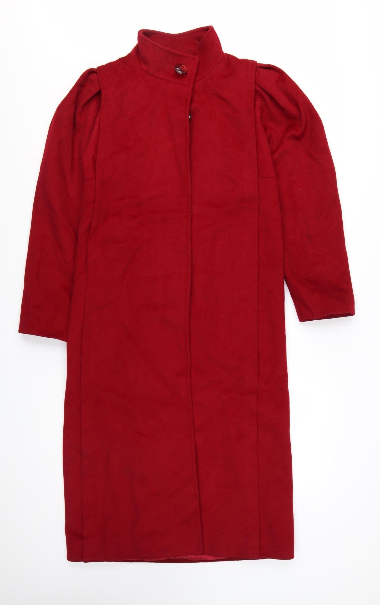 CAPRI Womens Red Wool Long Overcoat Size 8 Classic Style