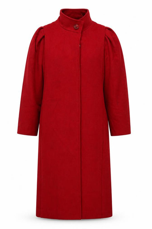 CAPRI Womens Red Wool Long Overcoat Size 8 Classic Style
