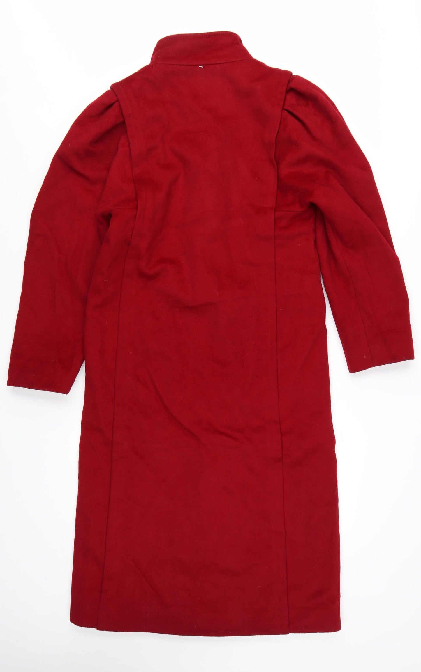CAPRI Womens Red Wool Long Overcoat Size 8 Classic Style