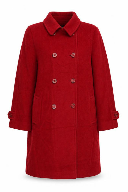 Hannah Women's Red Wool Alpaca Blend Long Overcoat Size 12
