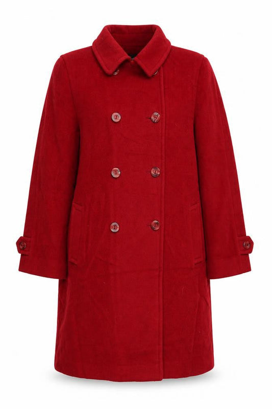 Hannah Women's Red Wool Alpaca Blend Long Overcoat Size 12