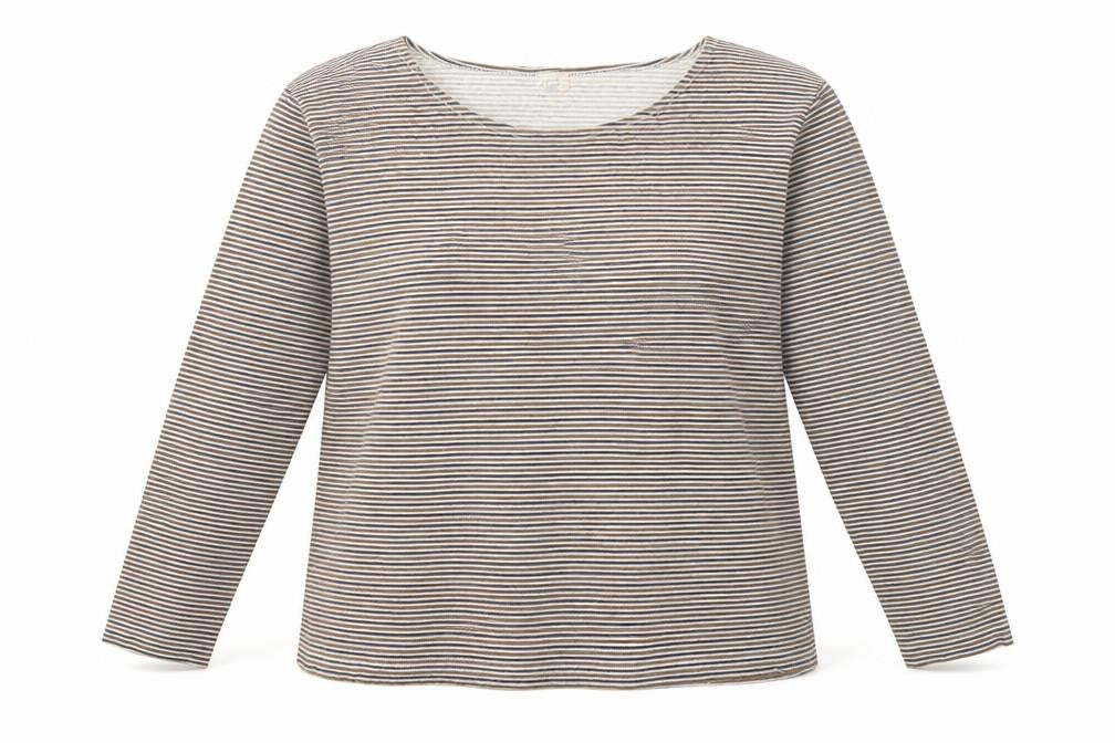 Front view of J.Crew Women's Multicoloured Striped Long Sleeve Cotton T-Shirt M