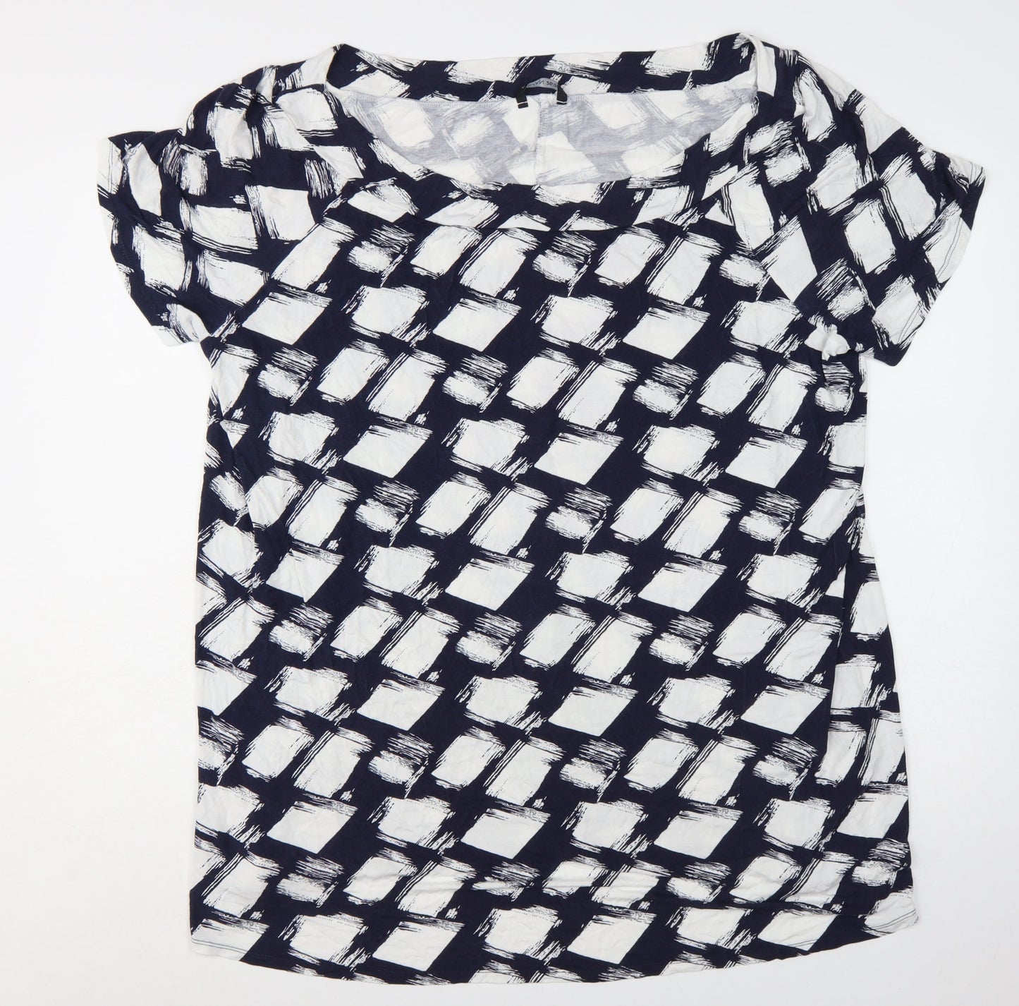 Roman Women’s Blue White Geometric Jersey Plus Size 26 T-Shirt