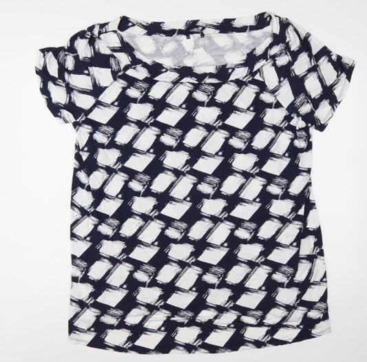 Roman Women’s Blue White Geometric Jersey Plus Size 26 T-Shirt