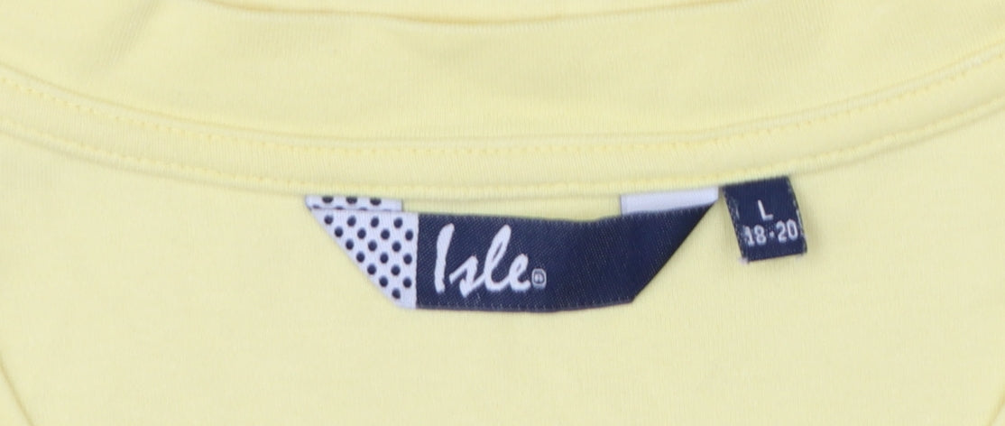 Isle Womens Yellow V-Neck Cotton Short Sleeve Basic T-Shirt Size L 18-20
