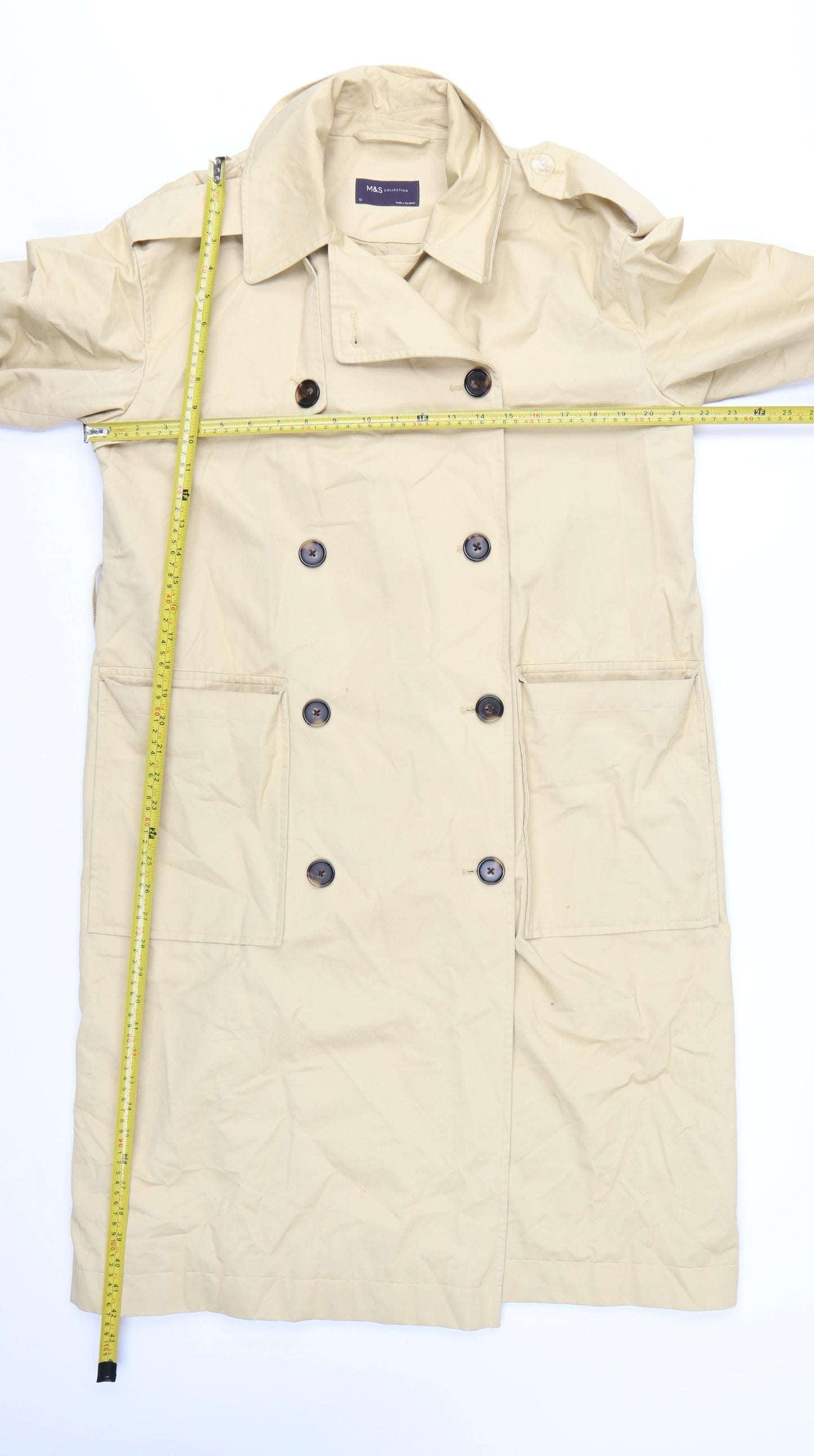 Marks and Spencer Womens Beige Size 10 Long Trench Coat