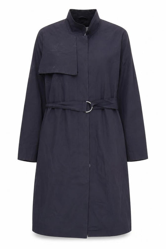 Mango Women's Blue Long Belted Trench Coat XS