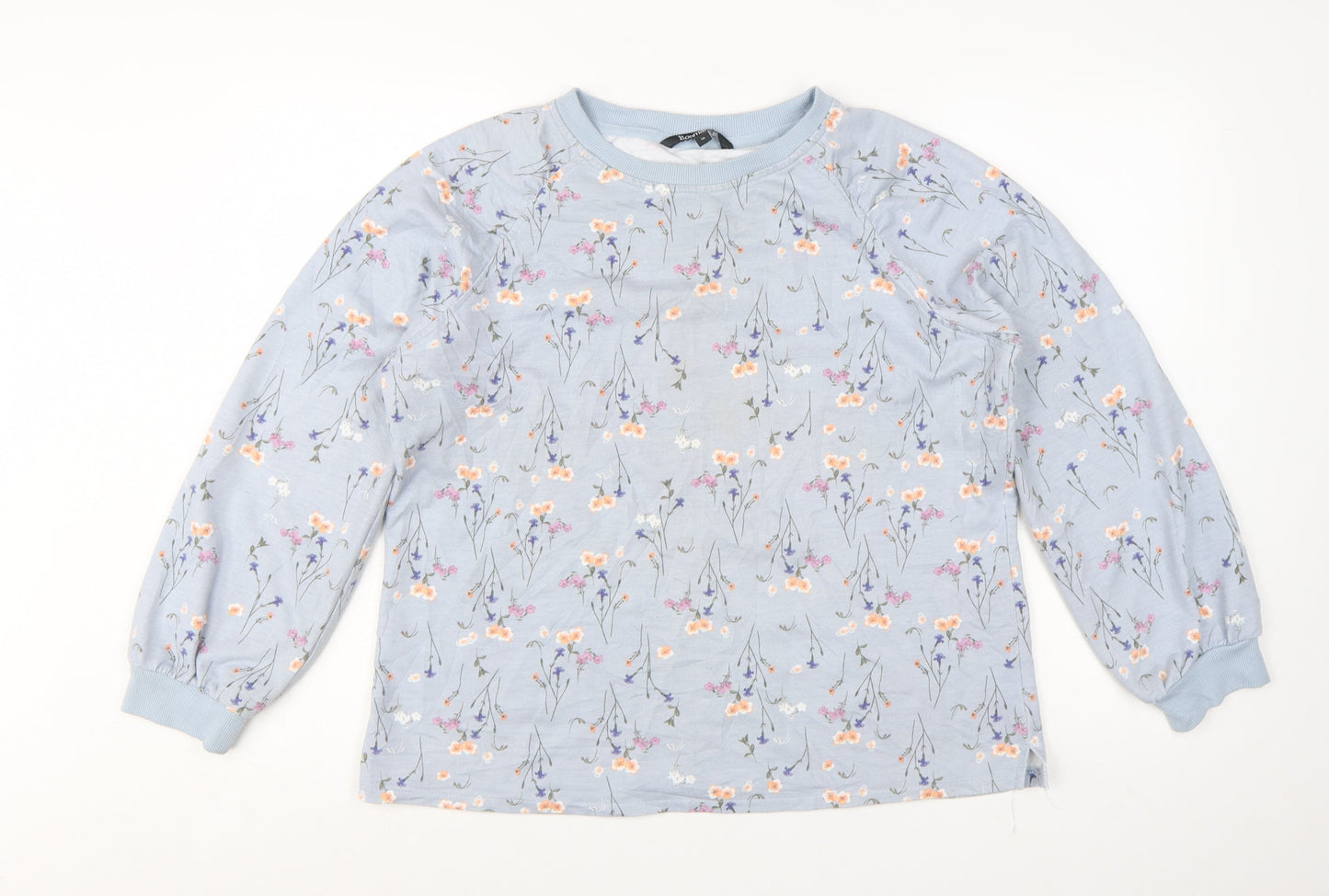 Bonmarché Women Blue Floral Pullover Sweatshirt Size 16