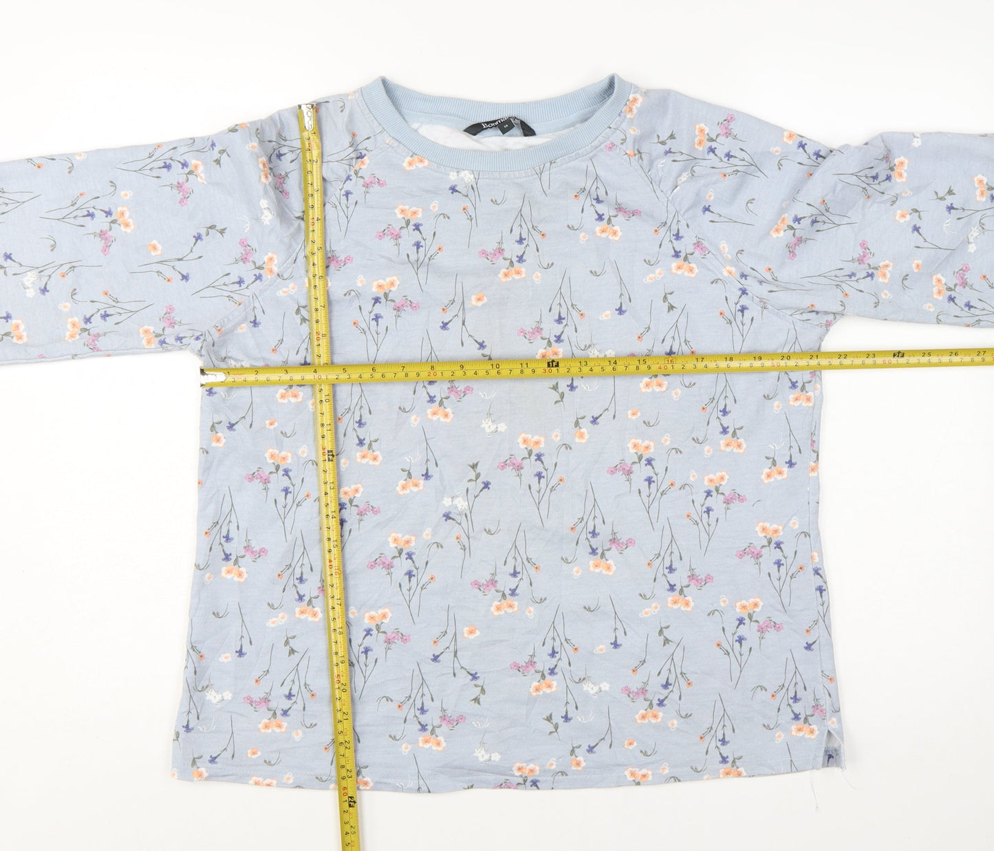 Bonmarché Women Blue Floral Pullover Sweatshirt Size 16