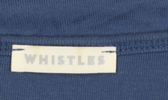 Whistles Women Blue 3/4 Sleeve Scoop Neck Cotton T-Shirt Size M