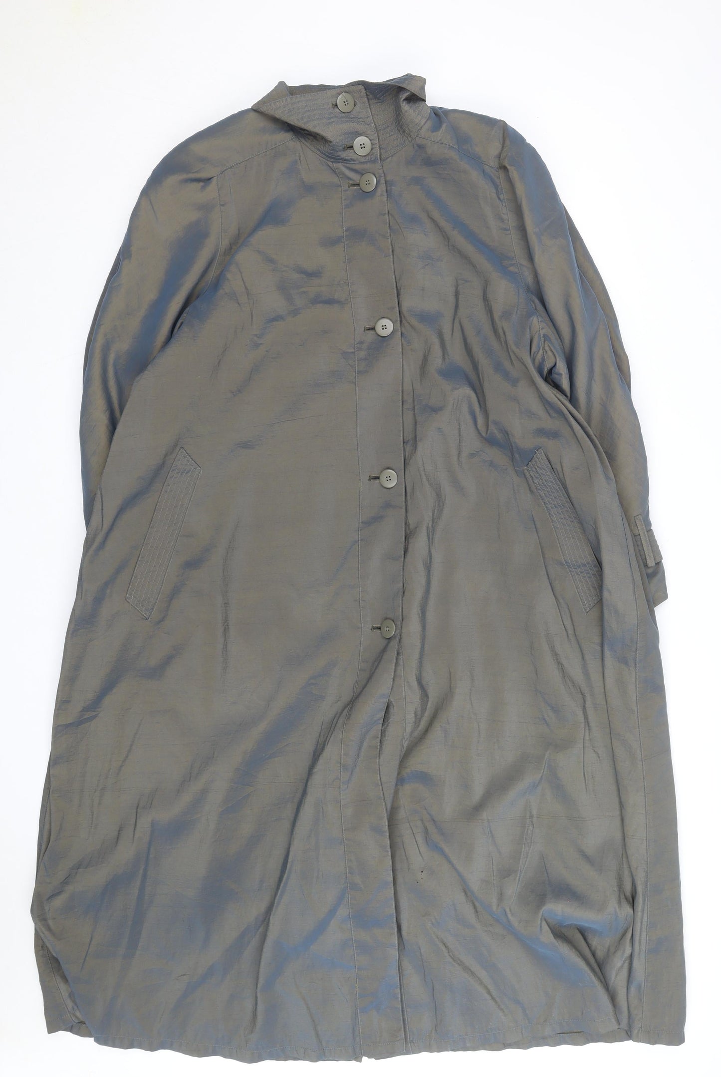 London Fog Womens Grey Long Rain Coat Size 8 Regular Classic Style