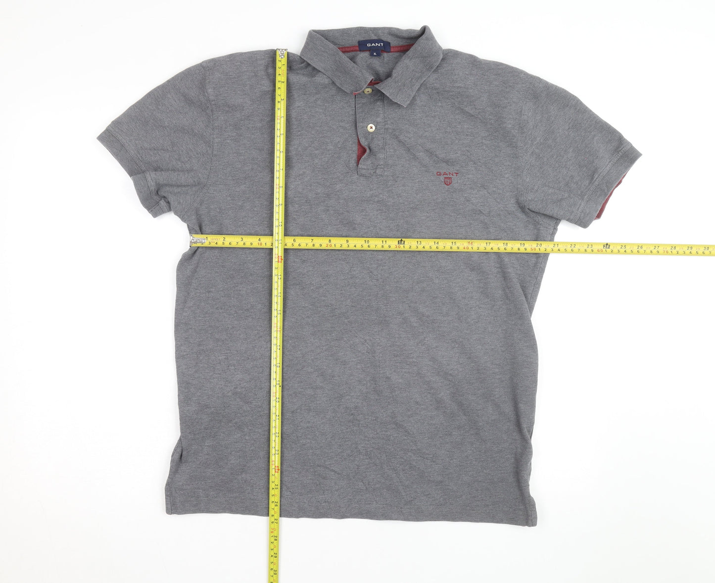 GANT Men's Grey Cotton Short Sleeve Polo Shirt XL