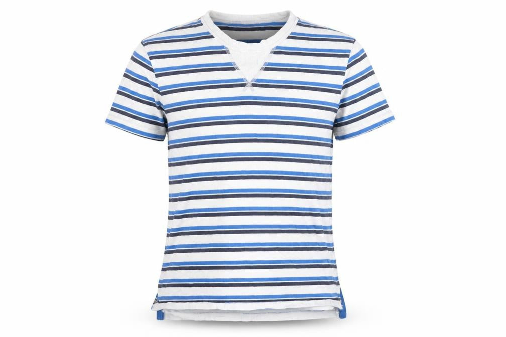 Gap Men's Blue Striped V-Neck Short Sleeve Cotton T-Shirt Size M