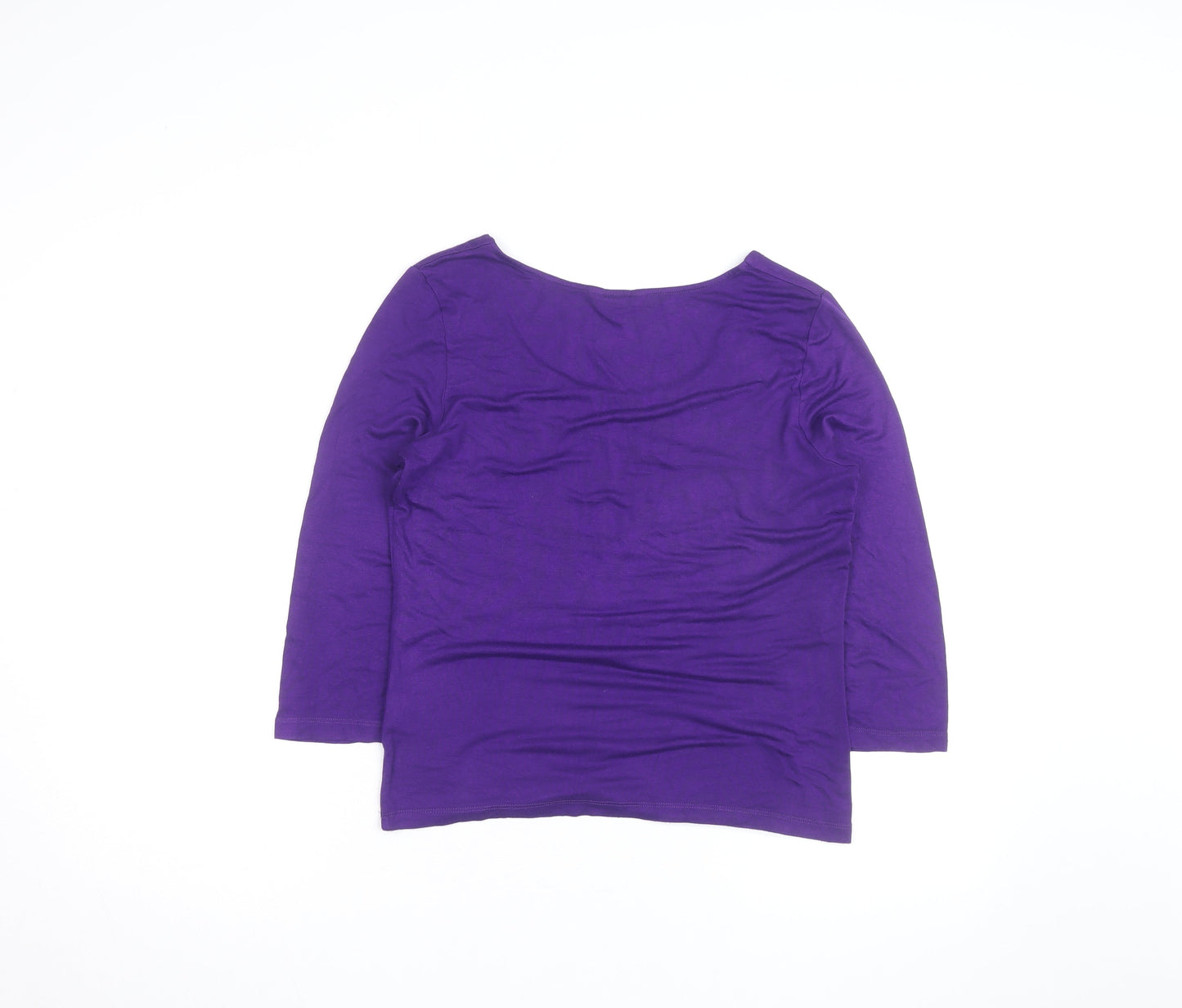 Hobbs Women's Purple 3/4 Sleeve Jersey Scoop Neck Top Size M