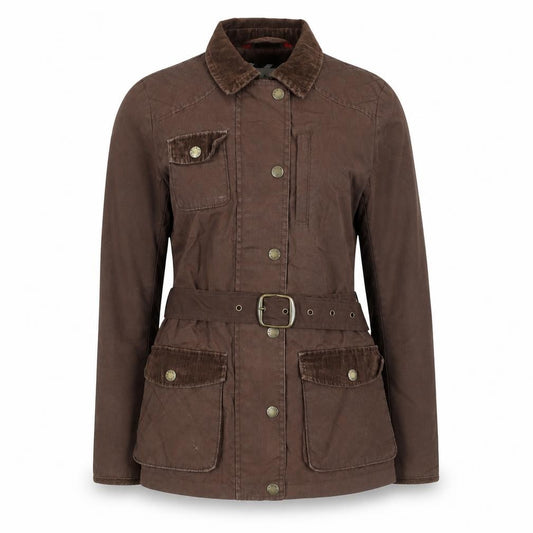 Fat Face Women's Brown Belted Utility Jacket Size 8 Cotton Waxed Style