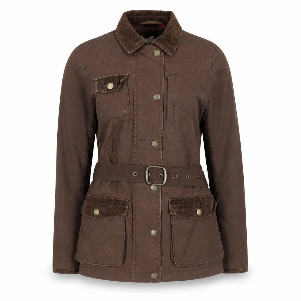 FatFace Women's Brown Belted Utility Jacket Size 8 Cotton Waxed Style