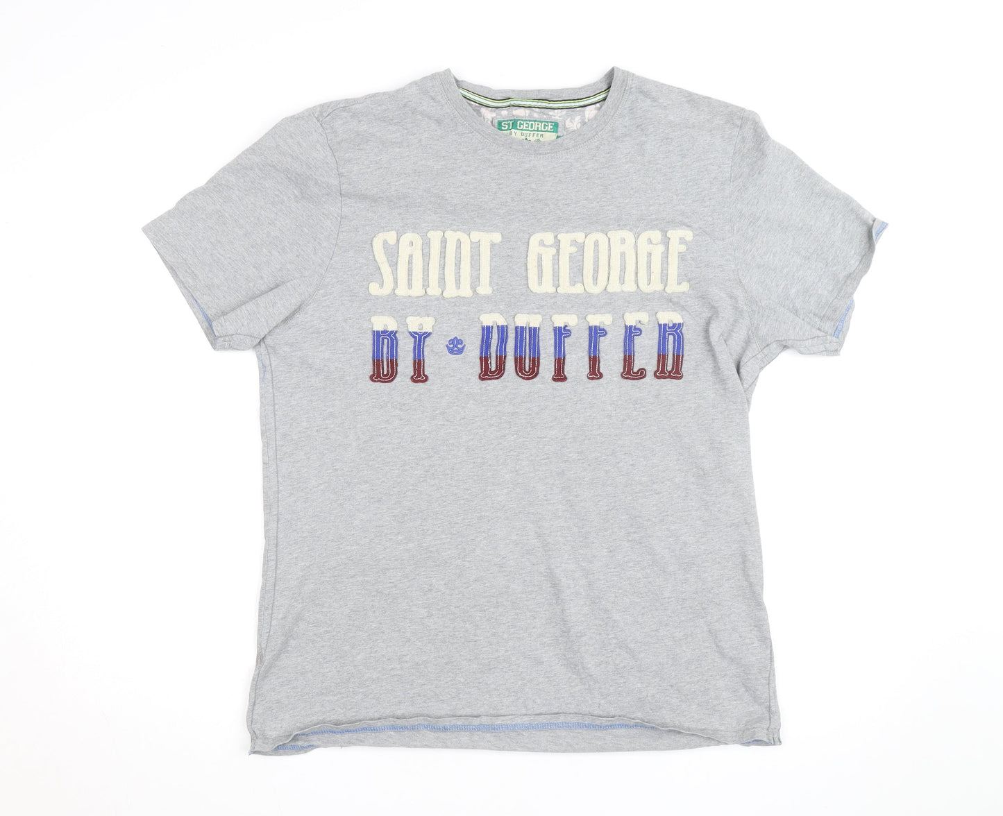 St George By Duffer Men's Grey Graphic T-Shirt Size L