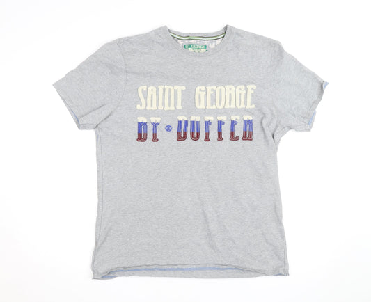 St George By Duffer Men's Grey Graphic T-Shirt Size L