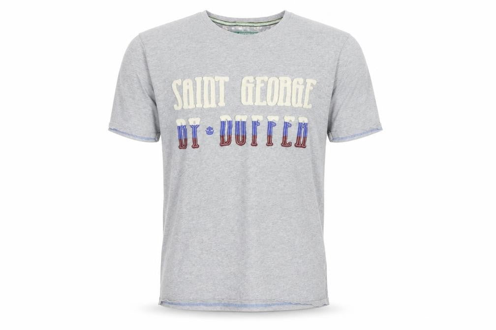 Front view of St George By Duffer Men's Grey Graphic T-Shirt, size L