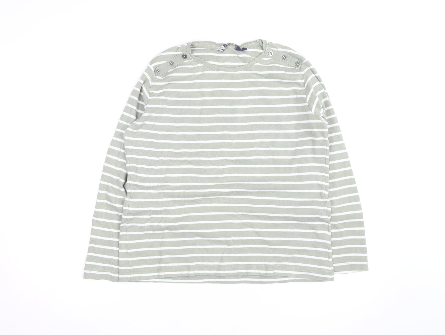 Wee Women’s Green White Striped Long Sleeve Cotton T-Shirt Size 18-20