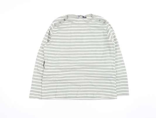 Wee Women’s Green White Striped Long Sleeve Cotton T-Shirt Size 18-20