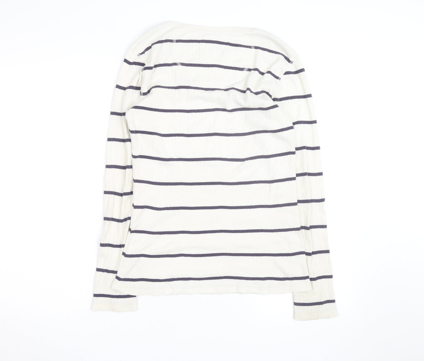 Crew Clothing Women Ivory Navy Stripe Cotton Long Sleeve Pullover Jumper Size 14