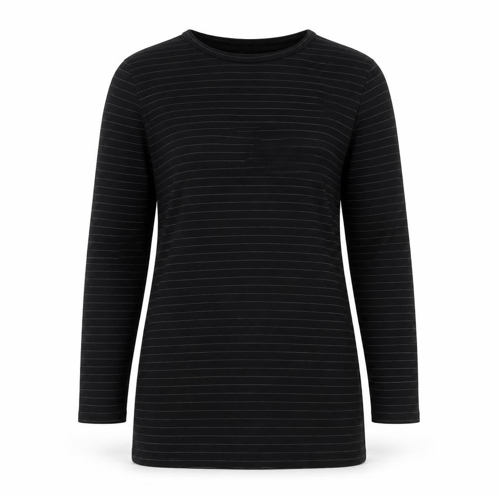 & Other Stories Women Black Striped Cotton Long Sleeve T-Shirt Size 12