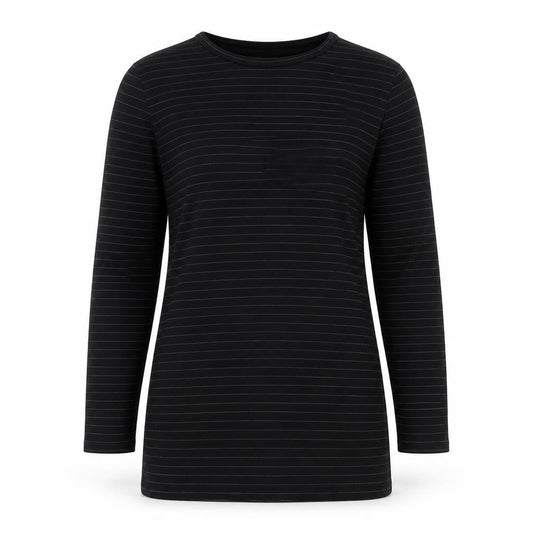 & Other Stories Women Black Striped Cotton Long Sleeve T-Shirt Size 12