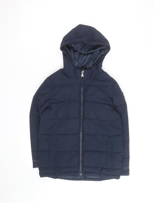 TOG24 Boys Blue Hooded Puffer Jacket 10-11 Years Winter Coat