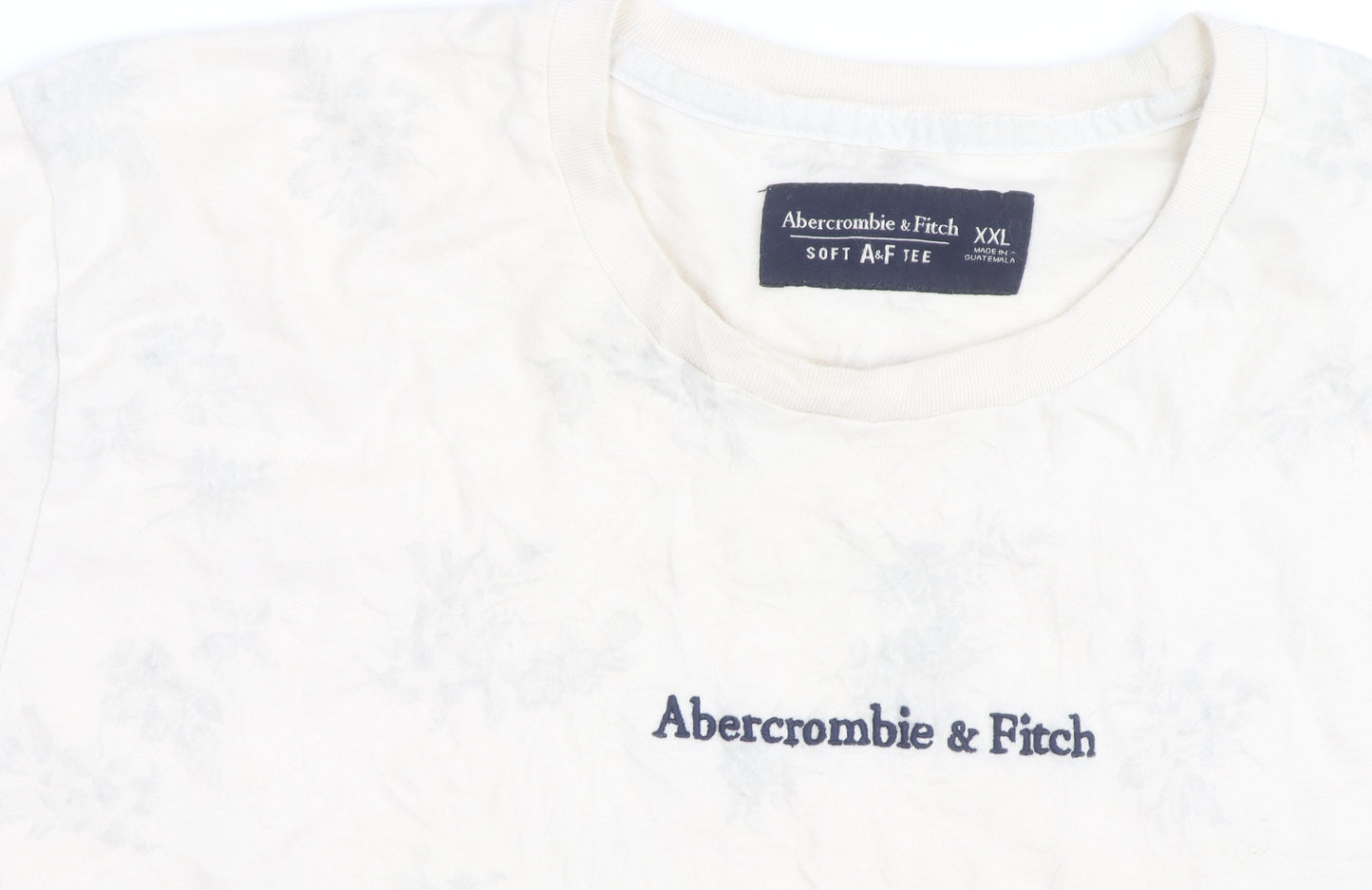 Abercrombie & Fitch Men's Beige Floral Soft AF Crew Neck T-Shirt XXL