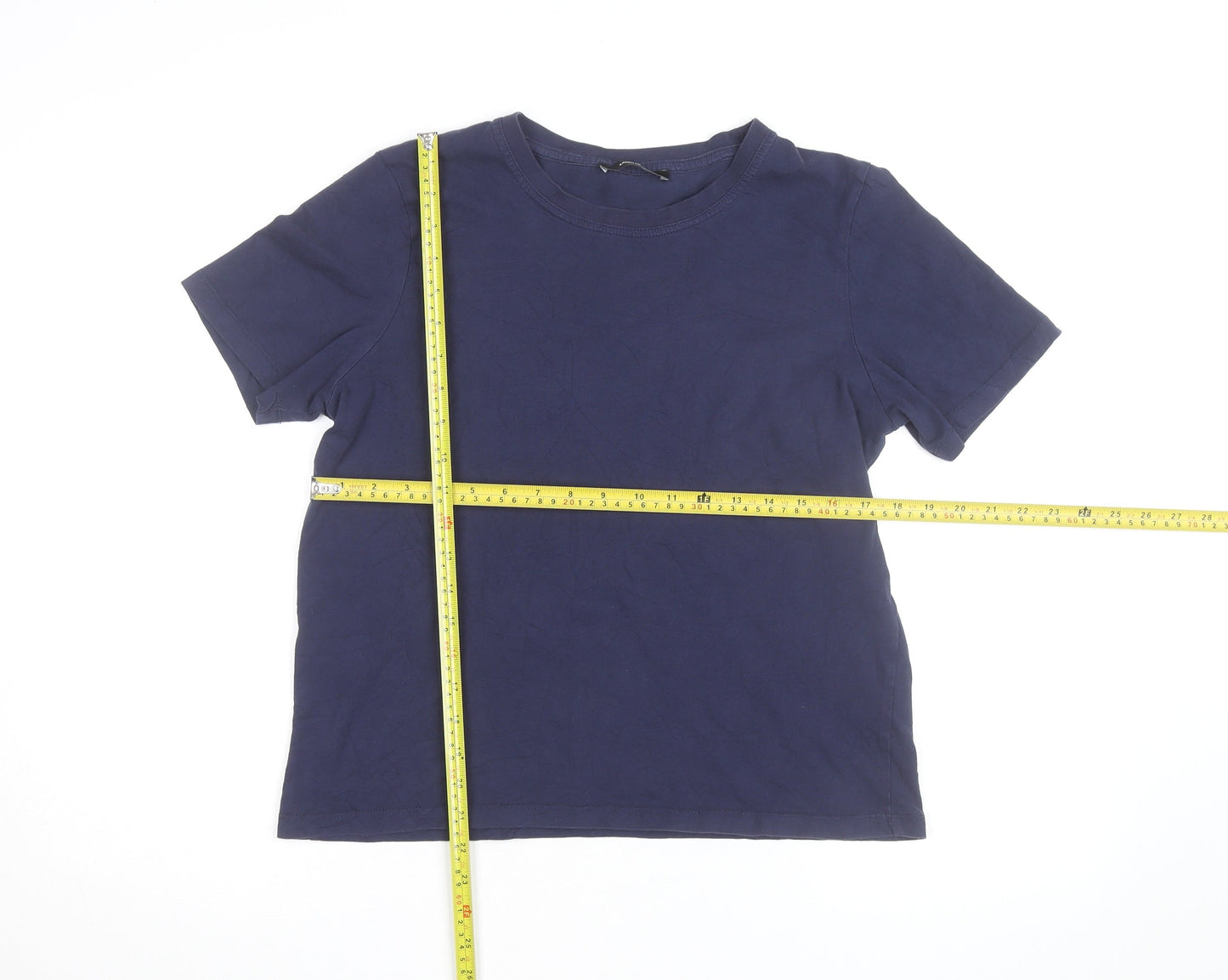 Karen Millen Women's Blue Crew Neck Short Sleeve Cotton T-Shirt M