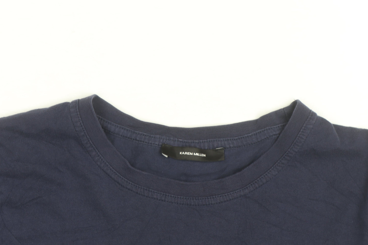 Karen Millen Women's Blue Crew Neck Short Sleeve Cotton T-Shirt M