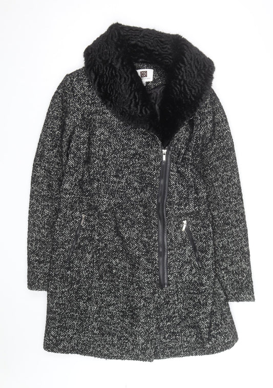 Laundry by Design Unisex Black Tweed Wool Blend Mid-Length Coat M