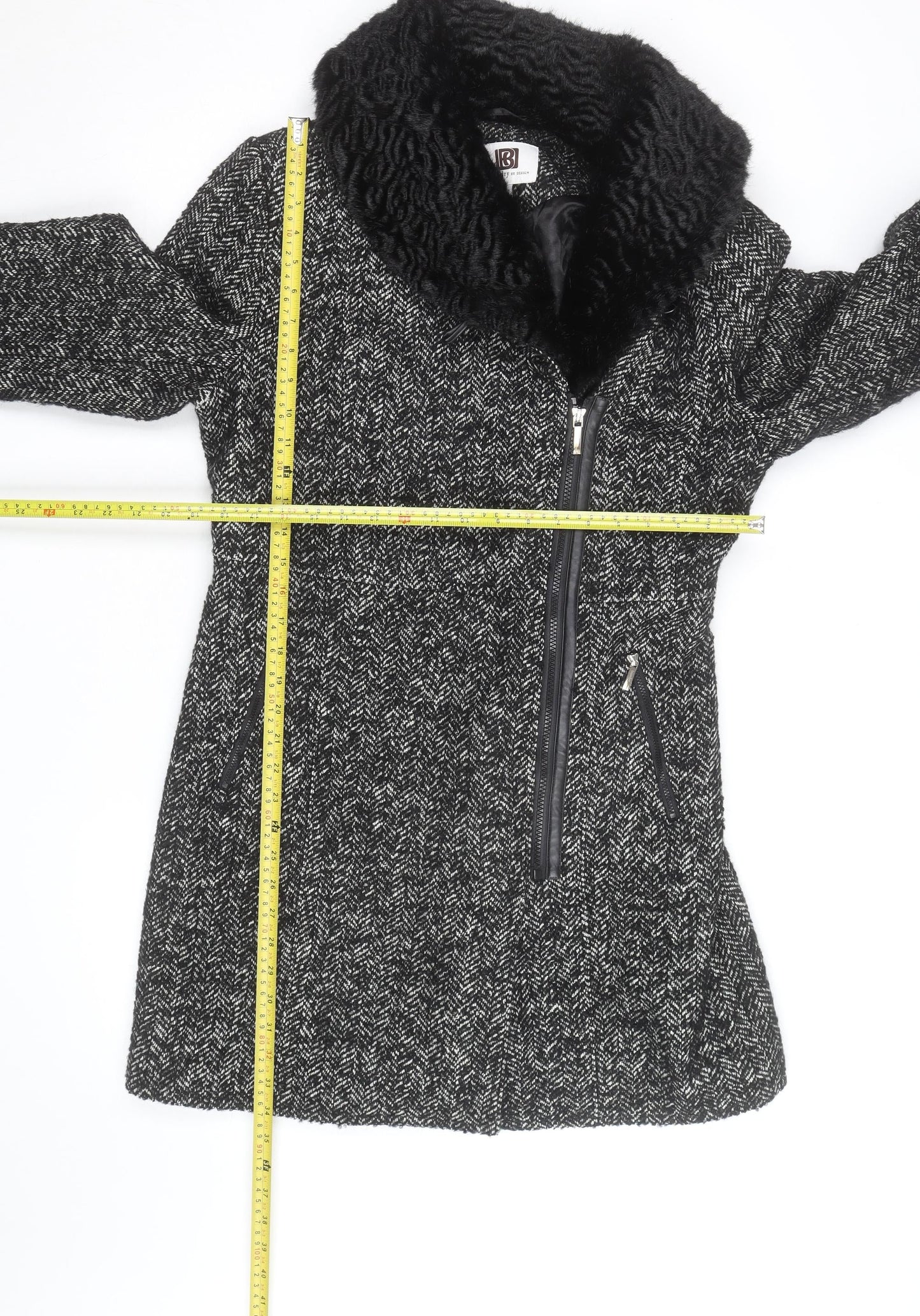 Laundry by Design Unisex Black Tweed Wool Blend Mid-Length Coat M