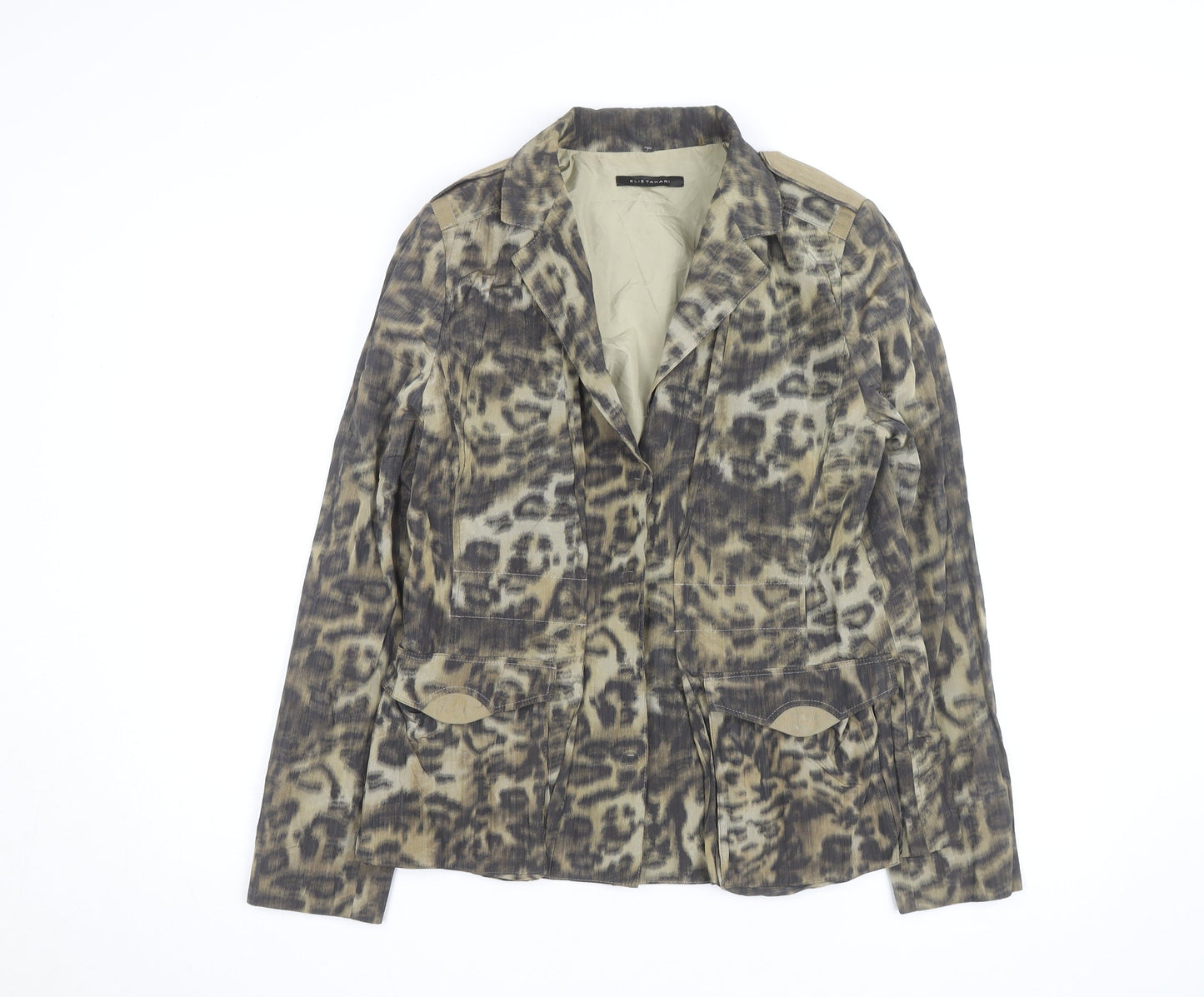 Elie Tahari Women’s Beige Animal Print Blazer Jacket Size M