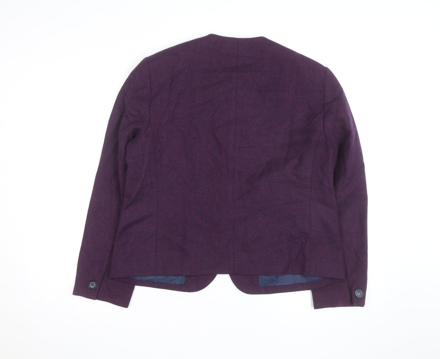Bleyle Womens Purple Wool Blend Collarless Blazer Jacket Size 12