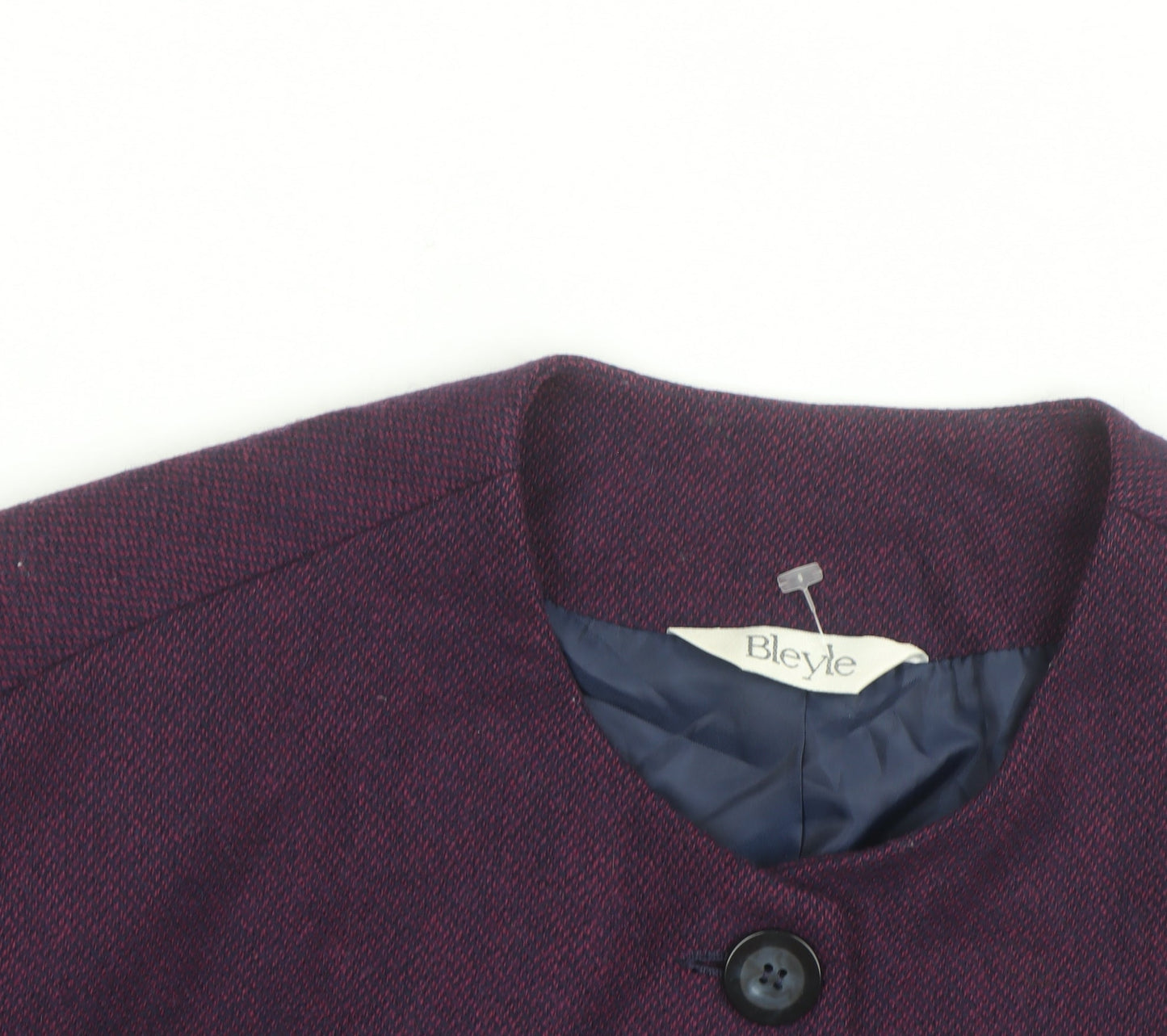 Bleyle Womens Purple Wool Blend Collarless Blazer Jacket Size 12