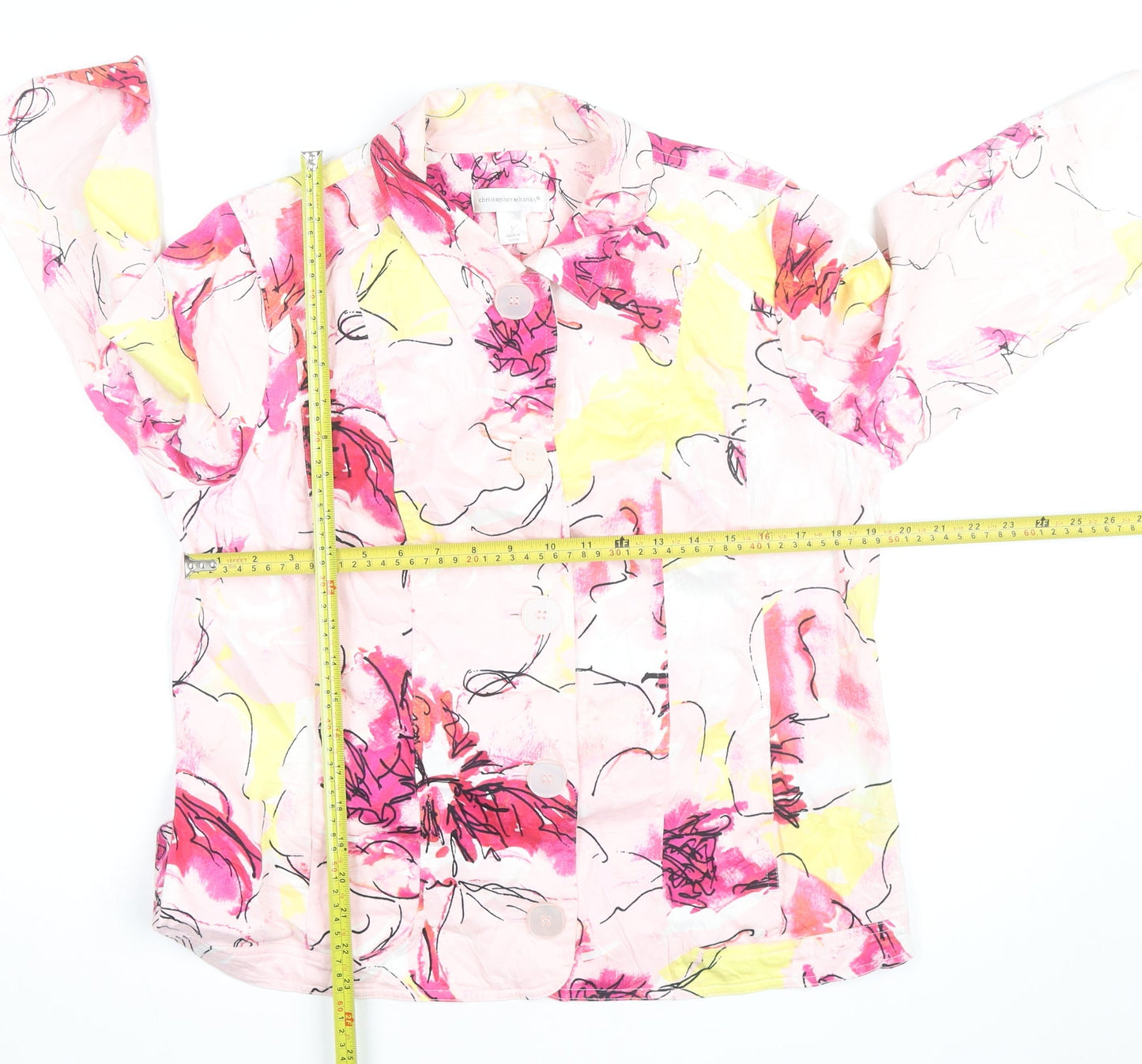 Christopher & Banks Women's Multicoloured Floral Cotton Button Blouse L