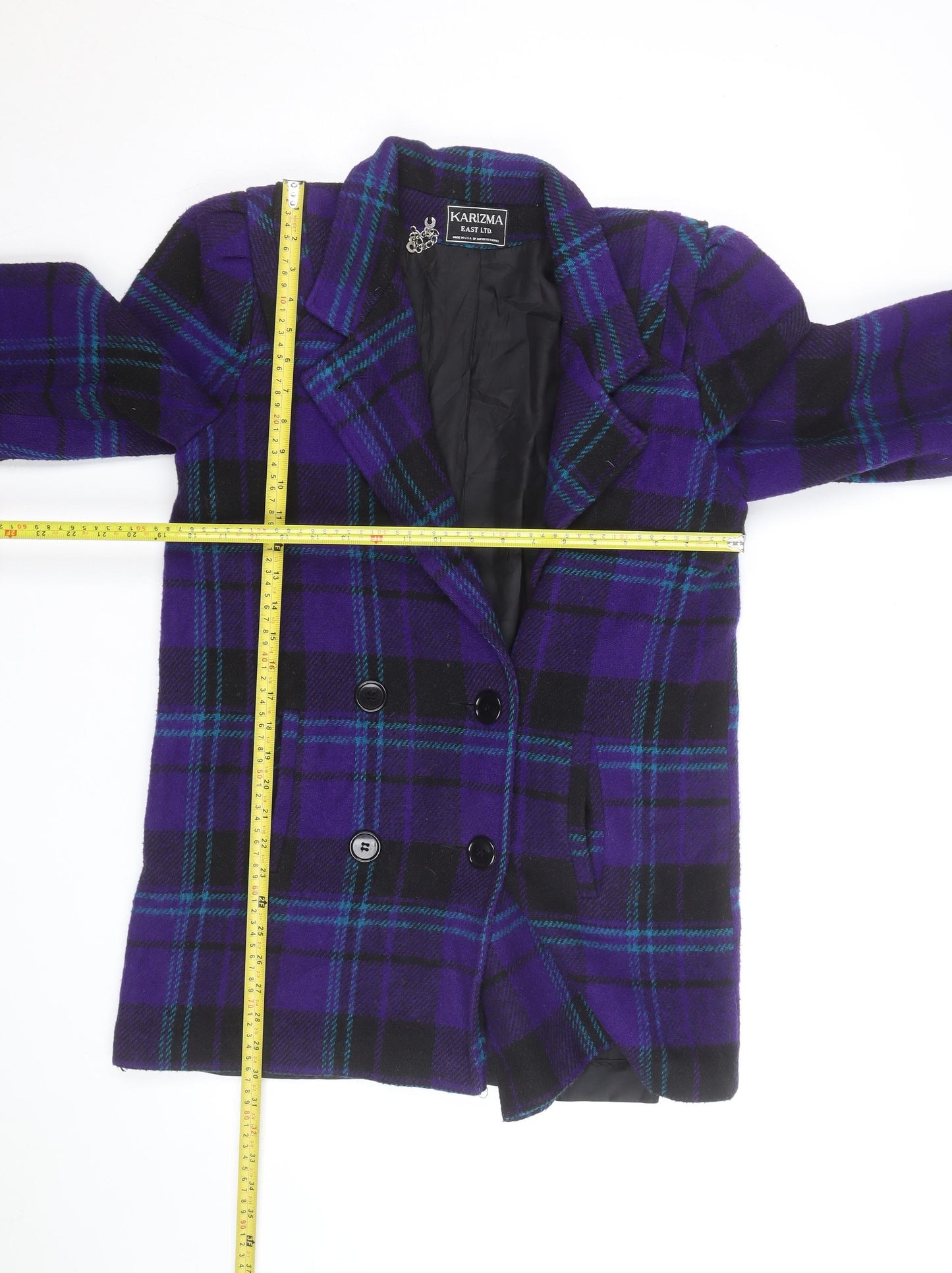 Karizma East Ltd Women's Purple Check Wool Blazer Size 8