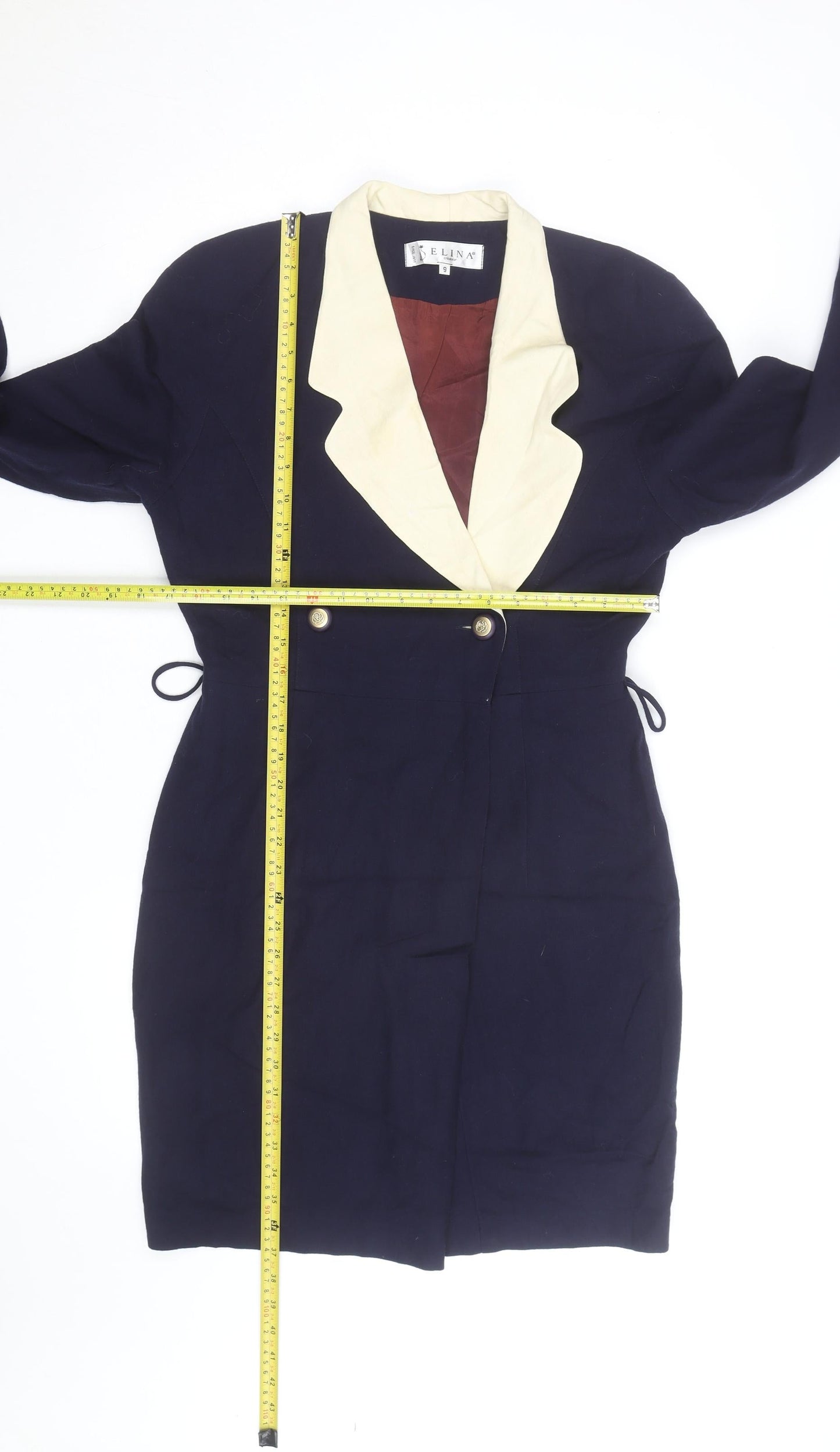 Elina Women's Navy Blazer Coat Size 6 Double Breasted Classic Style