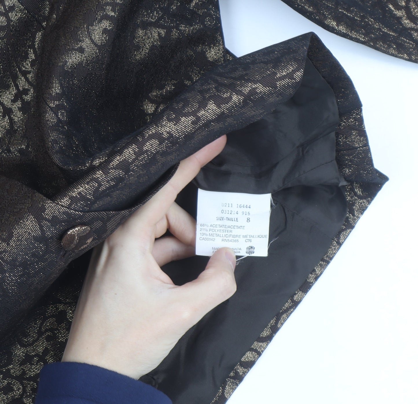 Bianca Nygard Womens Brown Metallic Floral Cropped Blazer Size 8