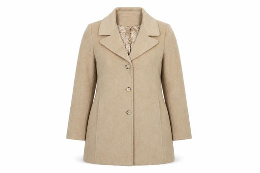 Larry Levine Design Women's Beige Camelhair Long Overcoat Size 14