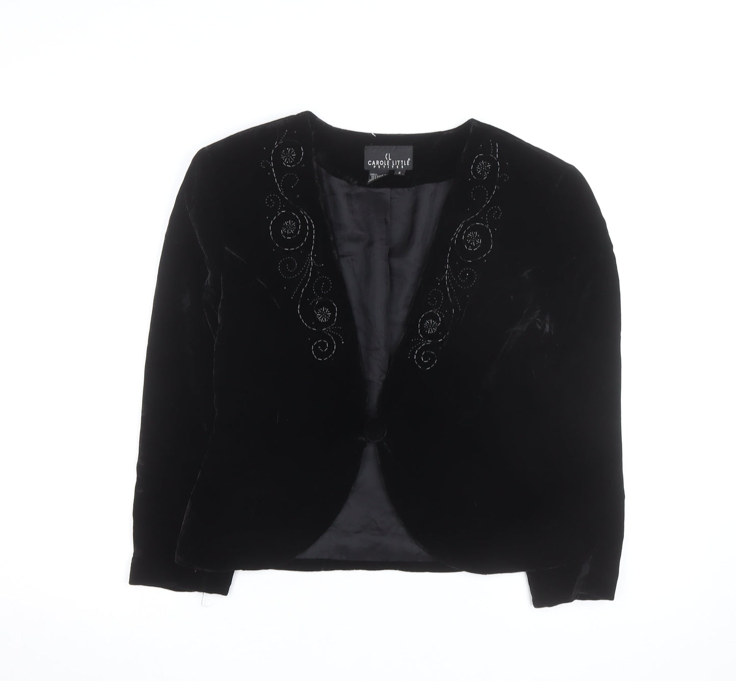 Carole Little Petites Women’s Black Velvet Beaded Blazer Size 6P