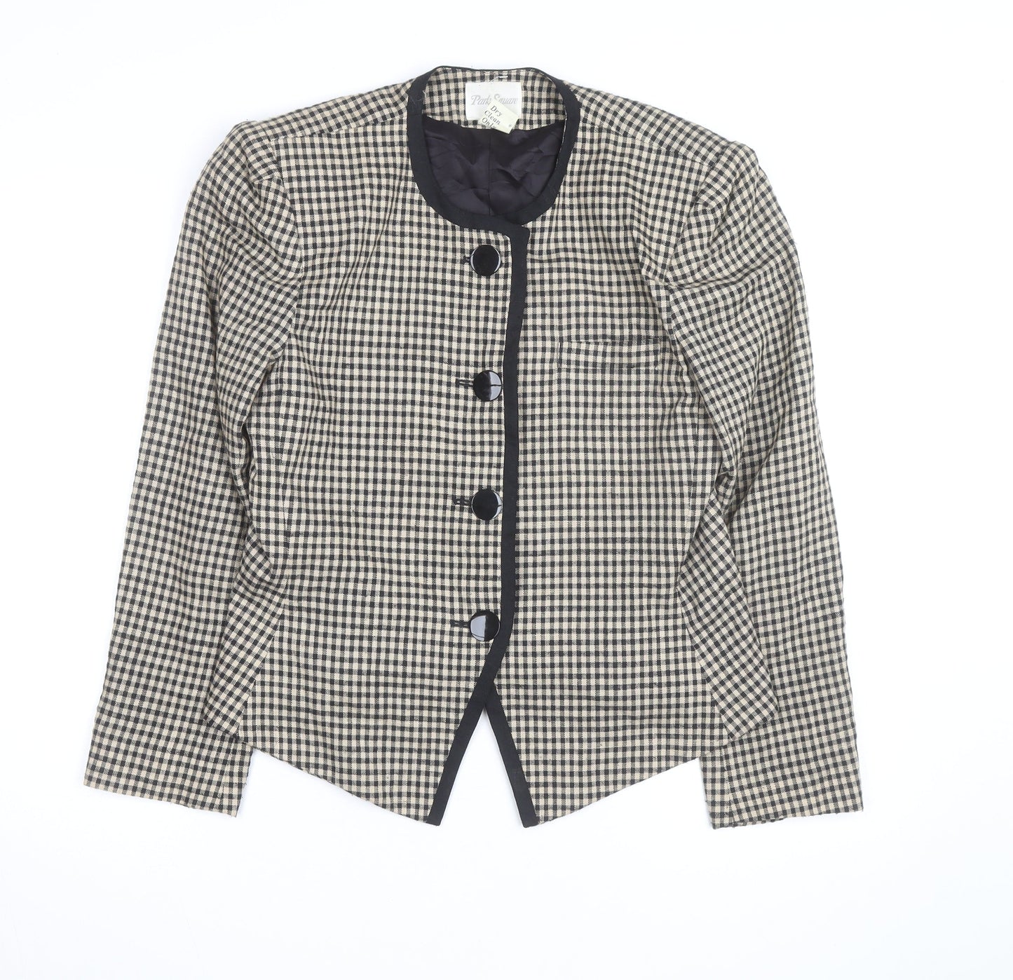 Park Square Women Beige Checked Blazer Jacket Size 12 Classic Style