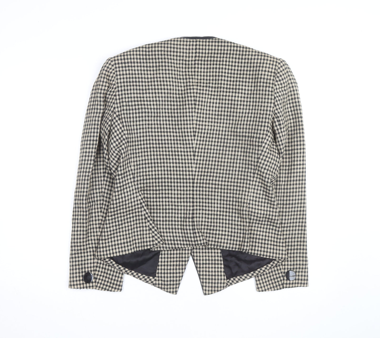 Park Square Women Beige Checked Blazer Jacket Size 12 Classic Style