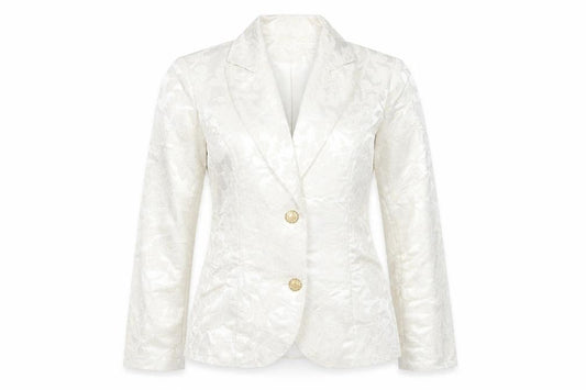 NY Collection Women's Ivory Metallic Floral Blazer Size S