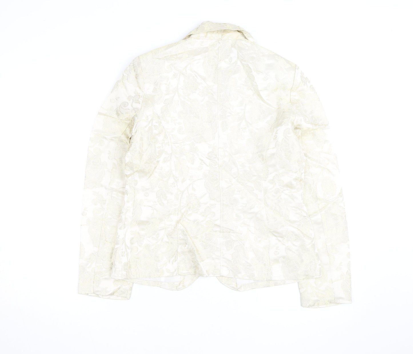 NY Collection Women's Ivory Metallic Floral Blazer Size S