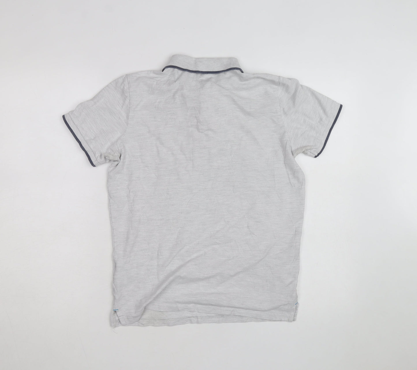 Tom Tailor Men's Grey Cotton Short Sleeve Polo Shirt Size S