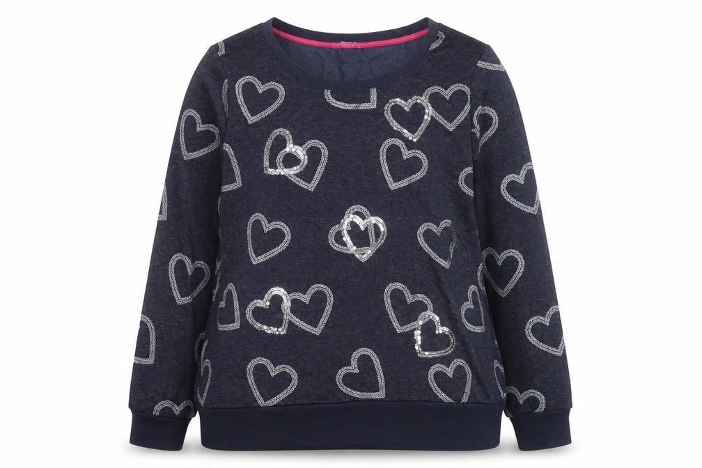 Marks & Spencer Women Blue Sequin Heart Long Sleeve Pullover Jumper Size 16