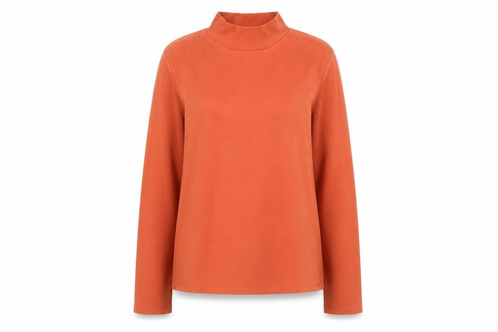 TIGI Women Orange Roll Neck Long Sleeve Cotton Jersey Top Size 14